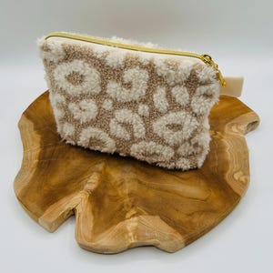 Kosmetiktasche aus Teddystoff, Kosmetikbeutel, Kosmetiktasche, Schminktasche, Make-up Tasche, Aufbewahrung, Kulturtasche, Kulturbeutel
