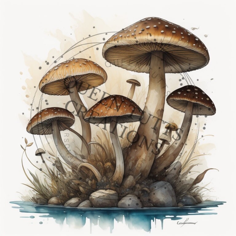 Water Color Mushrooms - Etsy