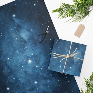 Watercolor Night Sky Wrapping Paper, Gorgeous Midnight Sky Gift Wrap