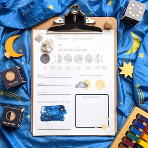 Moon Nature Journal Page | Printable PDF Instant Download | Nature Schooling + Wildschooling & Homeschooling | Moon Study | Nature Study