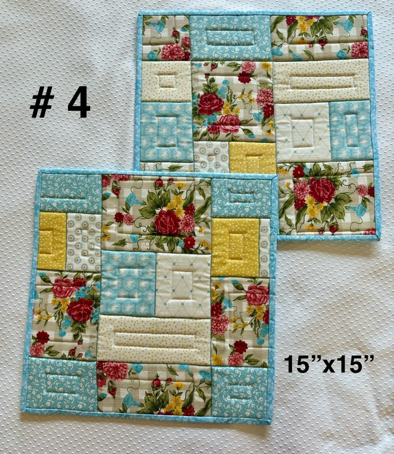 Quilted Summer Placemat Sets and Individual Table Mats Made With Soft