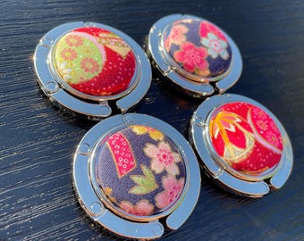 Kimono Style Fabric Bag Hook: Japanese Inspired Folding Purse Hanger