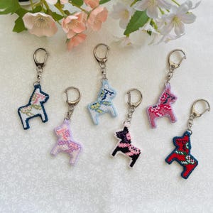 Dala Horse Cross Stitch Keychain