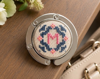 Personalized Cross Stitch Bag Hook: Foldable Purse Hanger