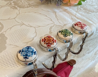 Foldable Bag Hook: Spanish Tile Design Purse Hanger