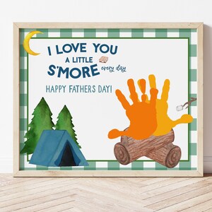 Premier cadeau de fête des pères S'more pour bébé, création de cartes d'empreintes de main, cadeau bricolage pour papa imprimable