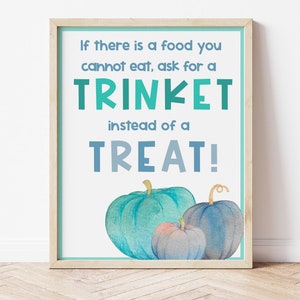 Teal Pumpkin Project Sign, Allergy Friendly Halloween Printable, Non Food Treats Sign, Trick or Treat Porch Decor, Instant Digital Download