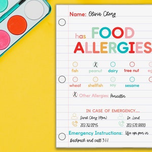 Printable Food Allergy Card/ Top 9/ Food Allergy Label/ Back - Etsy ...