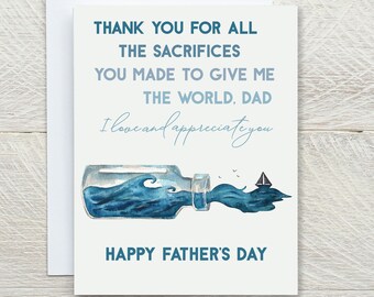 All The Sacrifices Father's Day Card For Dad, Heartfelt Father's Day Card