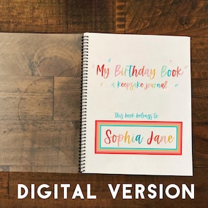 Libro digital de recuerdos de cumpleaños · Diario de cumpleaños · Libro de entrevistas de cumpleaños · Libro de cumpleaños para niños