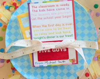 Printable Teacher Gift Card Holder | Back to School Dinner Gift
