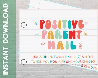 Positive Parent Mail: Teacher Notes for Student Encouragement (PDF)