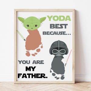 Handabdruck Vatertagskarte · Personalisierte Vatertagskarte · Handabdruck Handwerk · Star Wars Karte · Druckbares Geschenk zum Vatertag