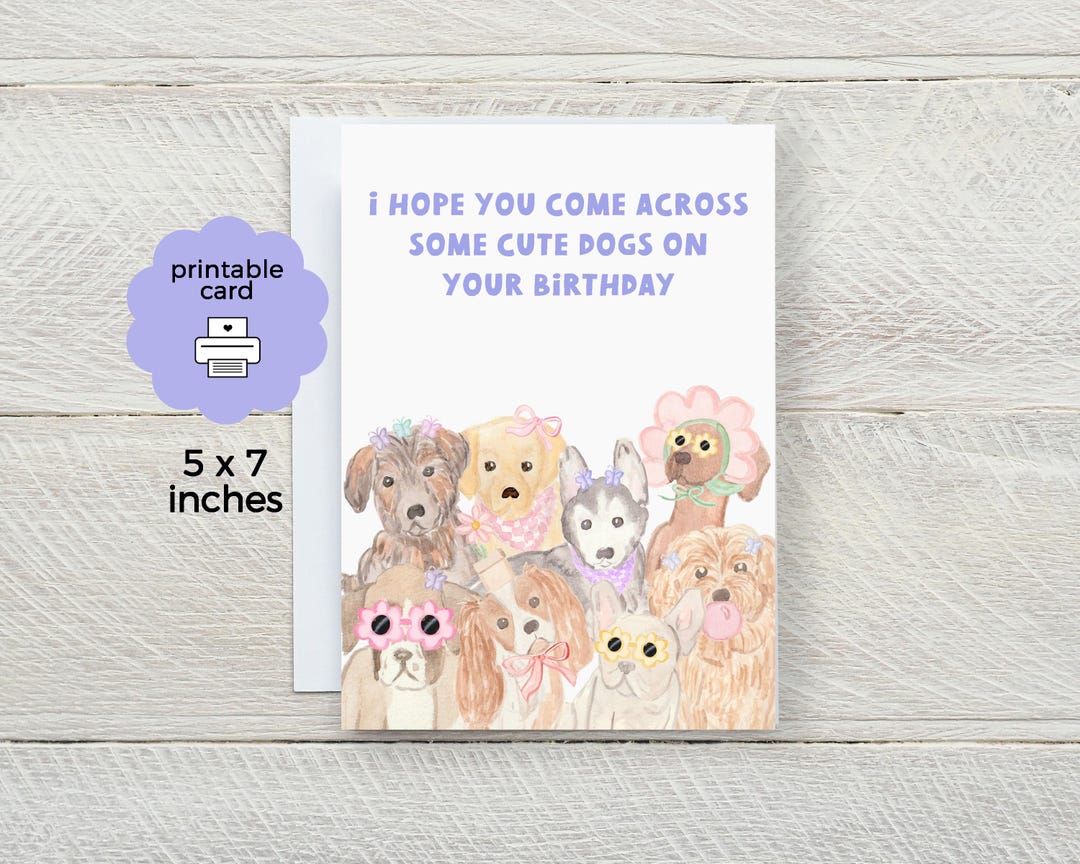Printable Birthday Card for Dog Lovers – Watercolor Dogs - Etsy