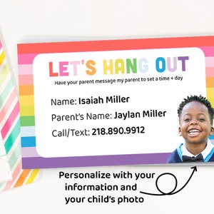 Let's Hang Out Personalized Kids Playdate Cards For Play Dates - Set of 25