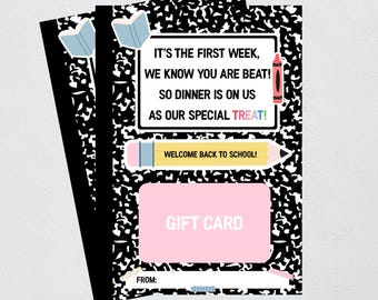 Cadeau pour la rentrée scolaire pour les enseignants · Porte-cartes cadeau imprimable pour le dîner · Étiquette pour la rentrée des classes · Cadeau de remerciement pour les enseignants · Téléchargement numérique
