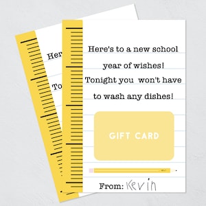 Back to School Teacher Gift · Printable Dinner Gift Card Holder · First Day of School Tag · Teacher Appreciation Gift · Digital Download
