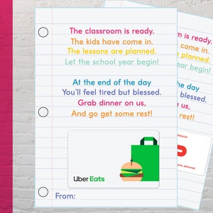 Back to School Teacher Gift · Printable Dinner Gift Card Holder · First Day of School Tag · Teacher Appreciation Gift · Digital Download