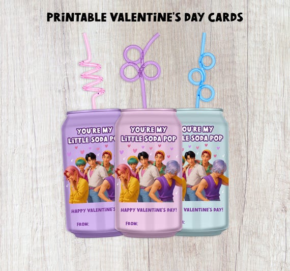 KPop Demon Hunters Printable Valentine Cards · Little Soda Pop Valentines for Kids
