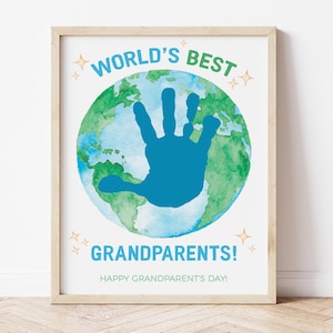Grandparents Day Handprint Craft Printable – World’s Best Grandparents DIY Gift from Kids – Instant Download Keepsake for Grandma & Grandpa