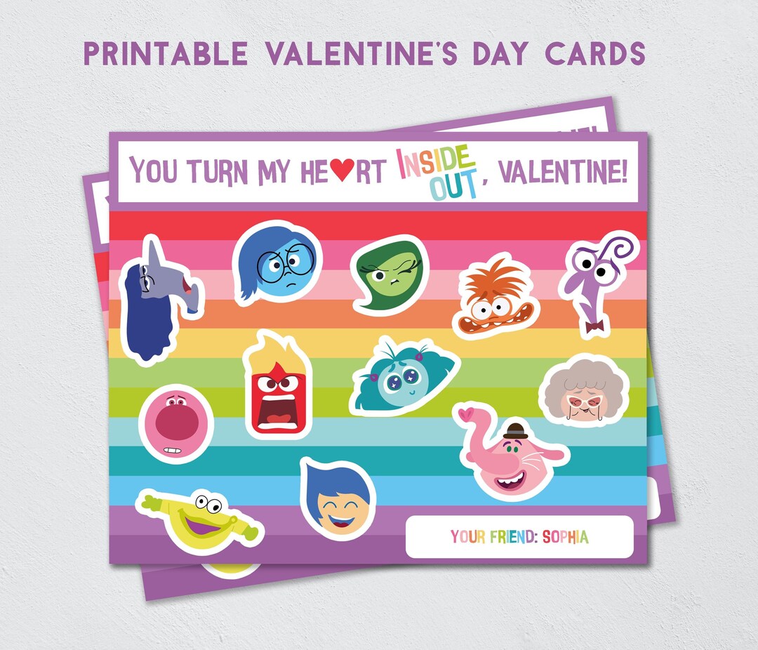 Inside Out Valentine Cards – Printable Classroom Valentines for Kids ...