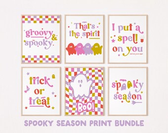 Halloween Printable Wall Art Bundle, Cute Girly Halloween Decor