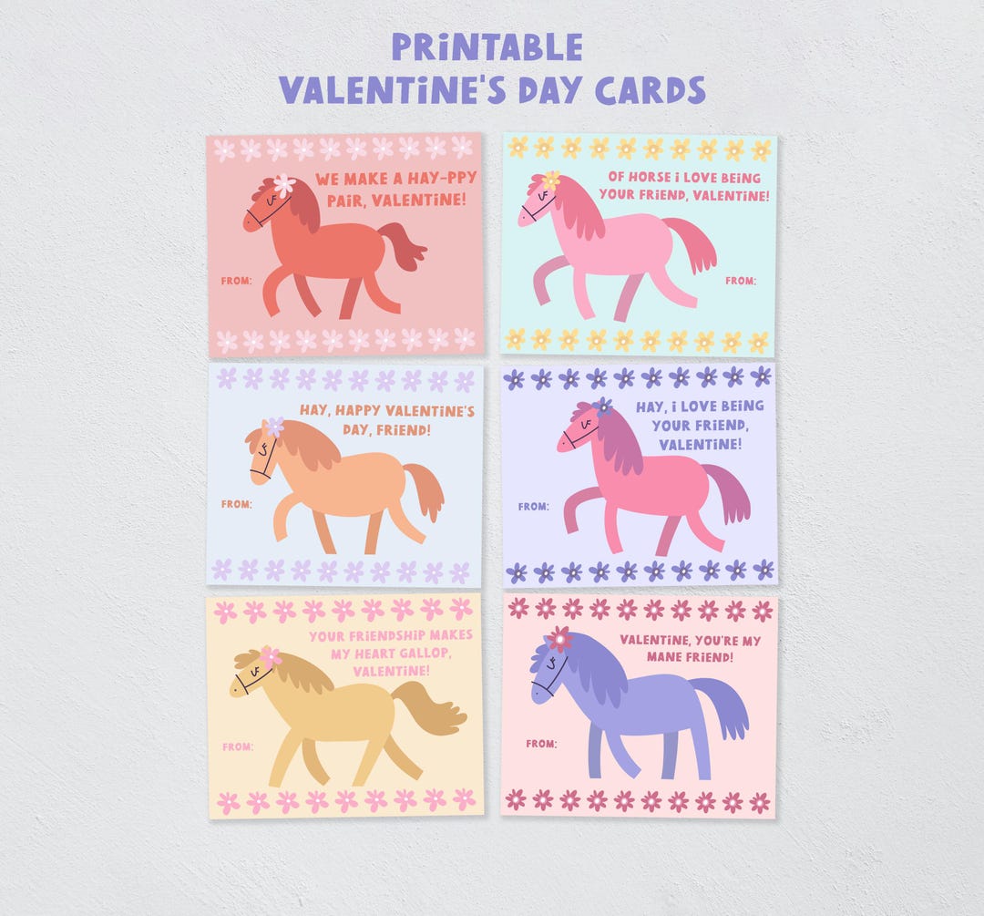 Horse Valentine Cards – Printable Classroom Valentines for Kids ...