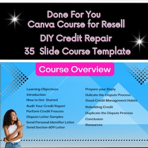Curso de Reparación de Crédito PLR: Plantilla de Canva para Reventa (Producto Digital)