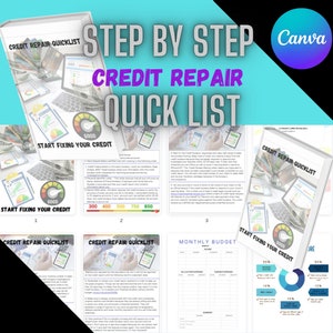 Guia de reparo de crédito faça você mesmo: revenda e Canva editável (PLR)