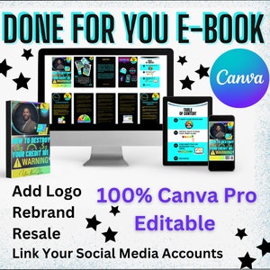 E-book de reparo de crédito PLR: Caderno de exercícios de revenda DIY editável do Canva