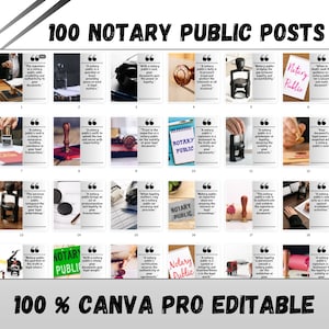 100 Notary Public Infographics- Canva Pro Editable- Done For You-Social Media Posts- Instagram-Facebook Daily Post- 100 Notary Public Posts