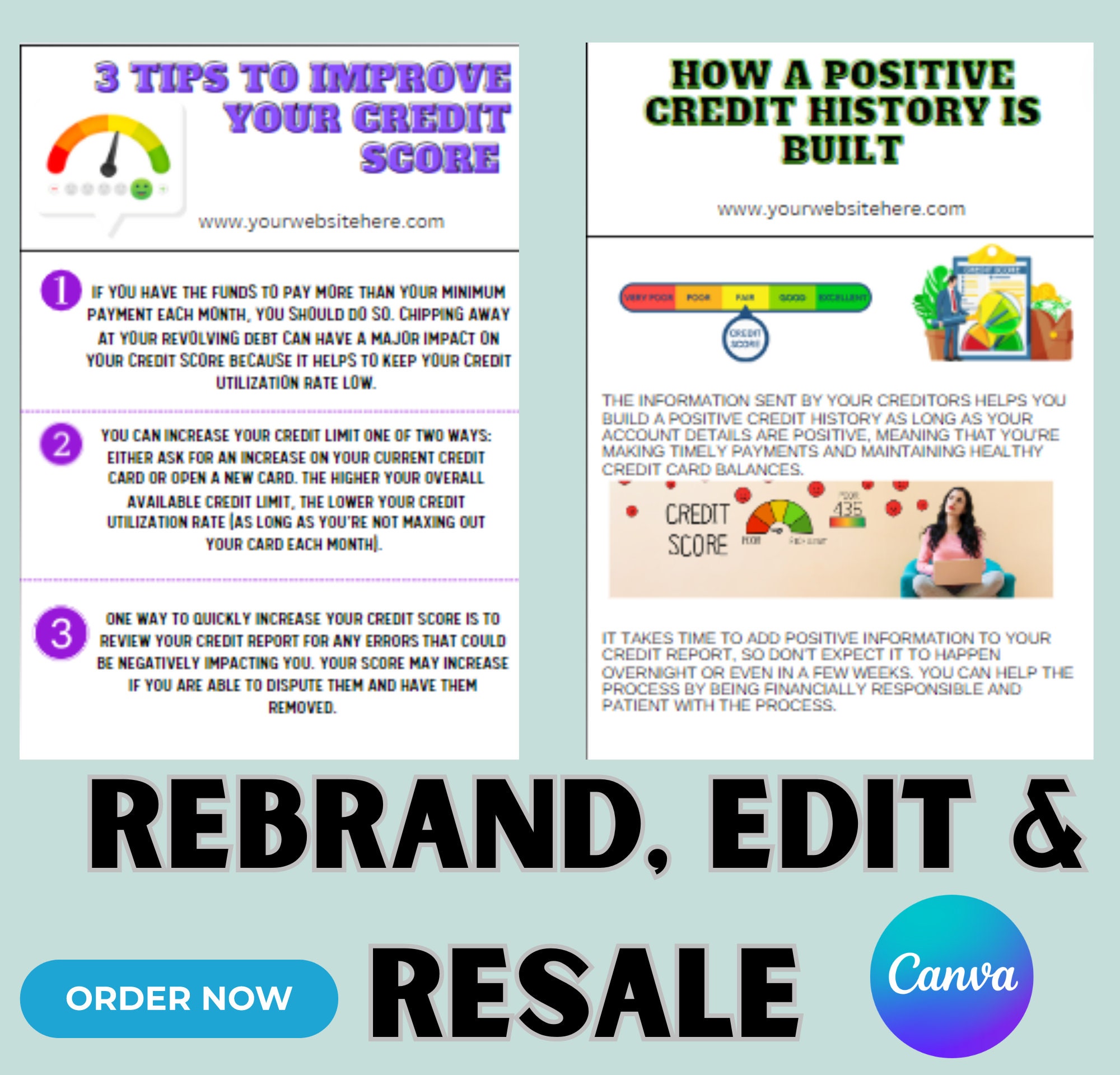 PLR Ebook Resale White Label DIY Credit Repair Ebook-canva Pro Template ...