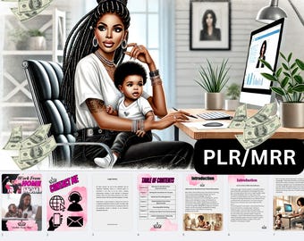 Work From Home Mom eBook: MRR/PLR Resale Rights, Canva Template (Digital Product)
