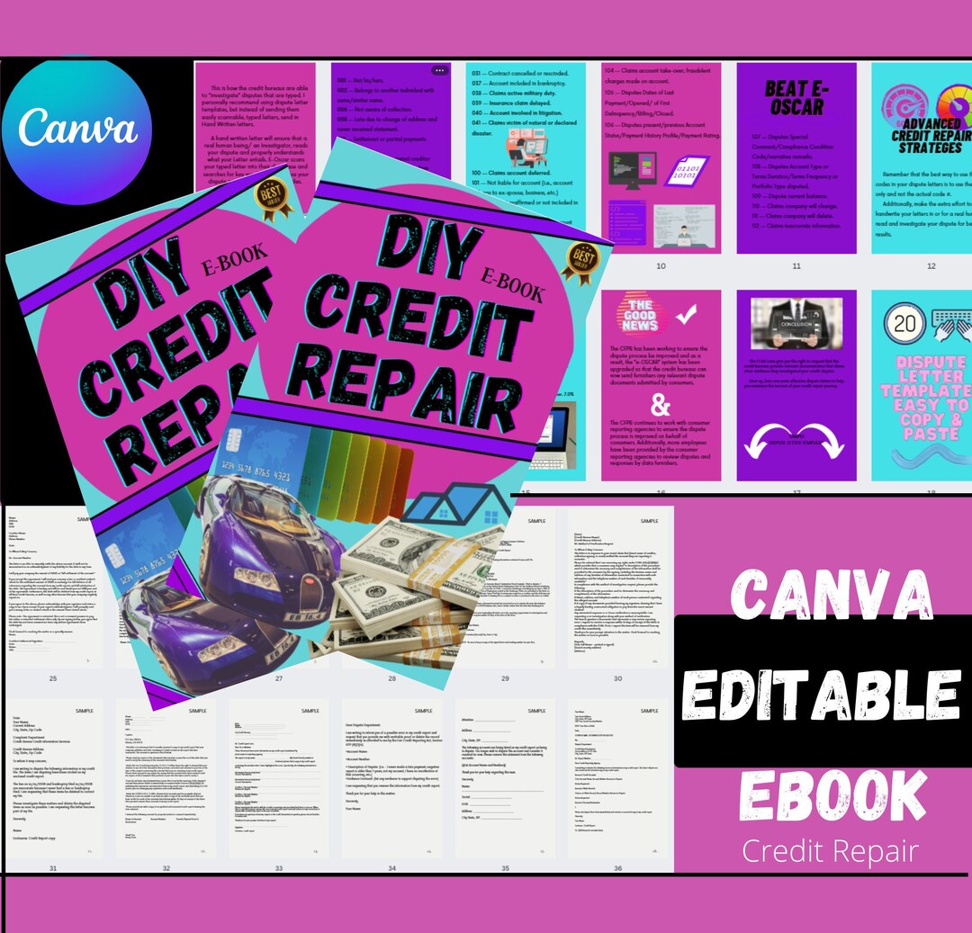 PLR White Label Credit Repair Ebook Canva Pro Template DIY Credit