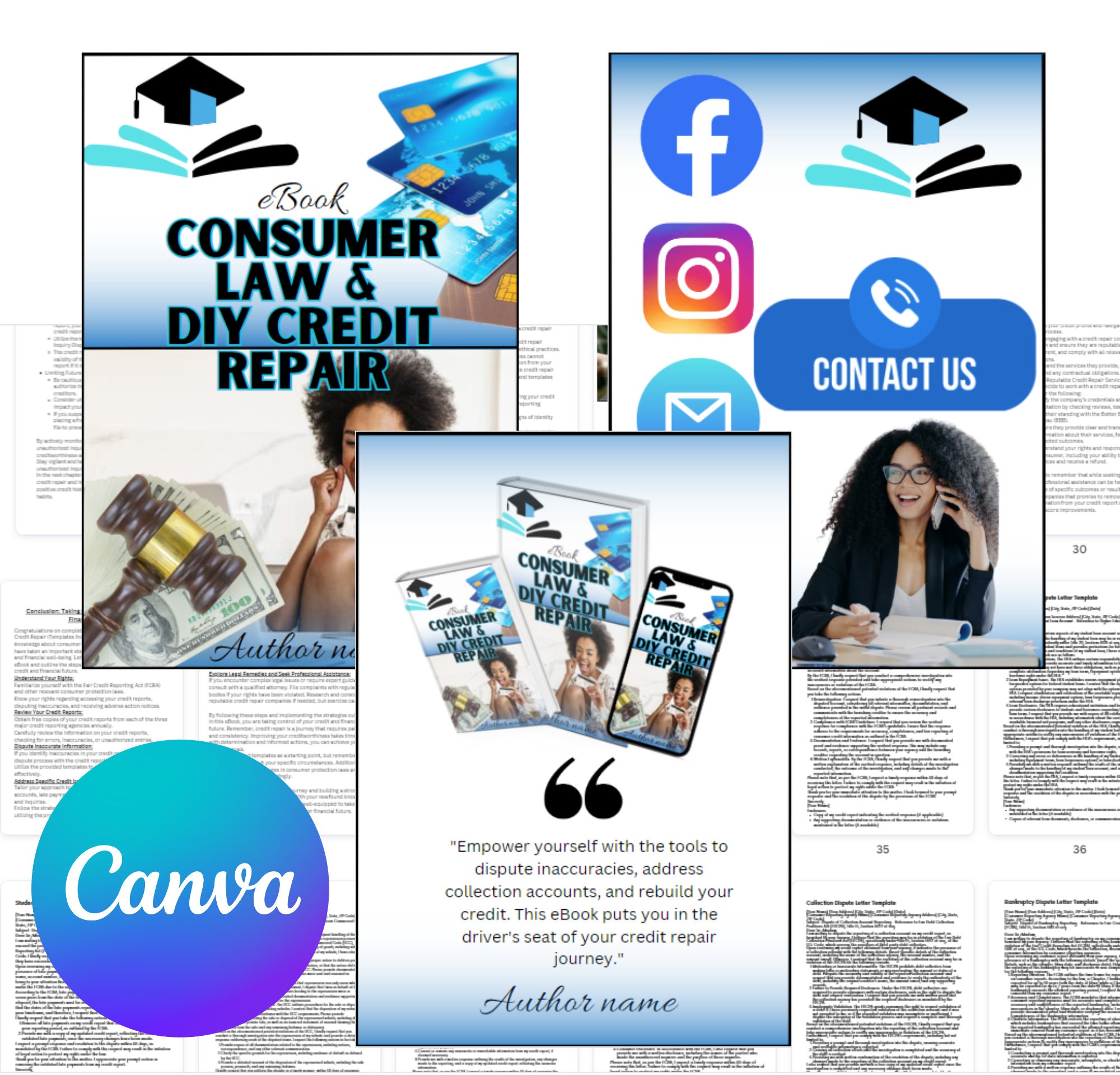 Consumer Law DIY Credit Repair Ebook Dispute Letter Templates Canva Pro