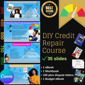PLR Credit Repair Course for Resale-Done For You- Canva Pro Template Digital Product- Whitelabel- DIY Credit Repair course for Resale-ebook.