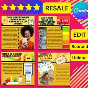 PLR for Resell 100 Credit Repair Infographics for Resale, Canva Editable Post- DIY Credit Repair -Social Media Post for Resale 100% PLR