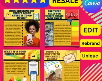 PLR for Resell 100 Credit Repair Infographics for Resale, Canva Editable Post- DIY Credit Repair -Social Media Post for Resale 100% PLR