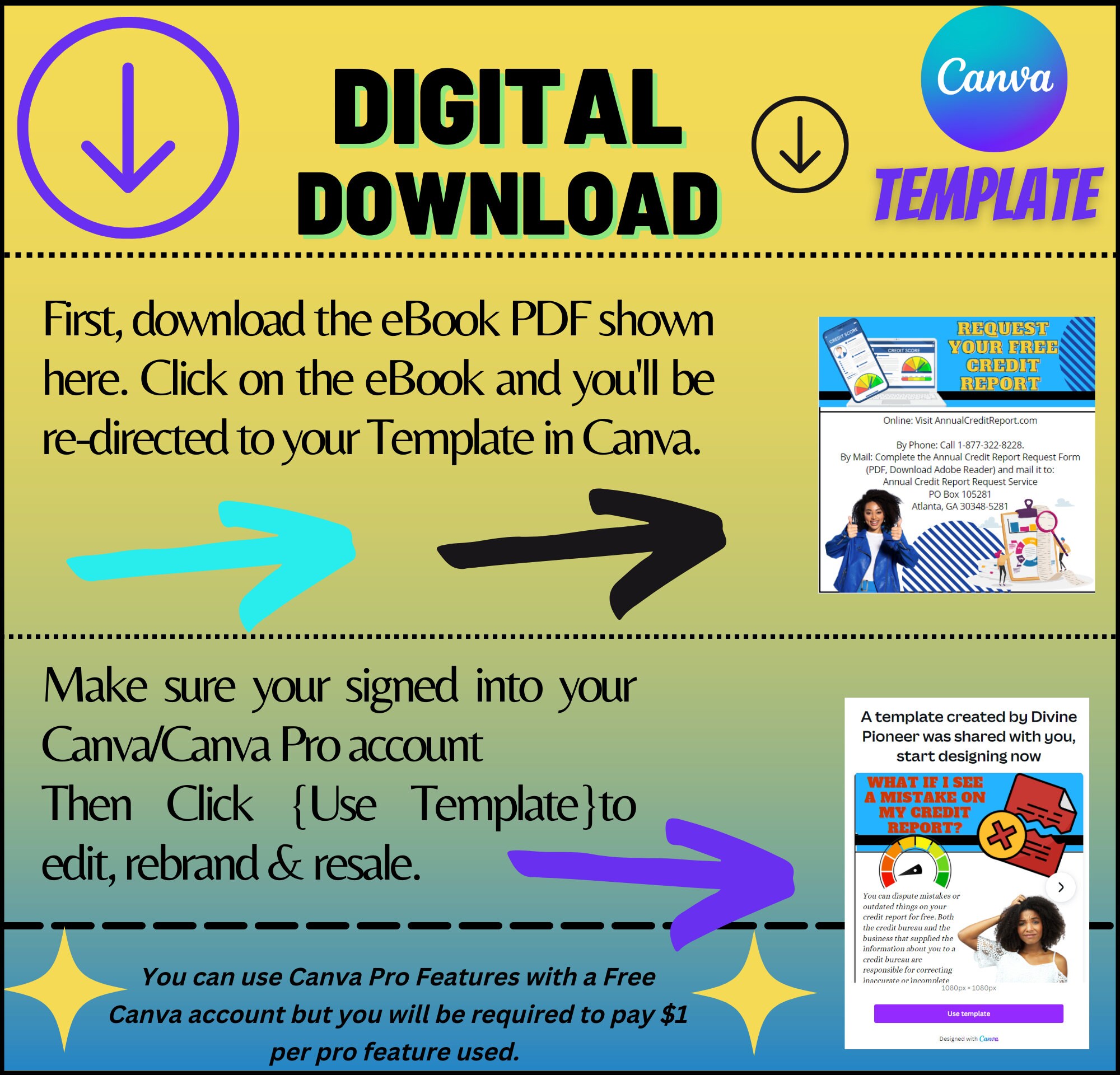 100 Credit Repair Infographics: Canva Editable Templates (PLR) - Etsy