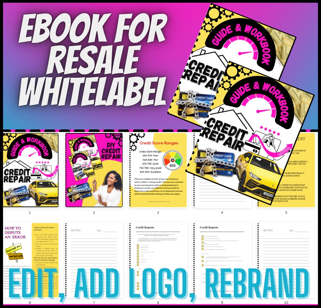 Credit Repair Ebook, Canva Editable, for Resale, DIY Credit Repair