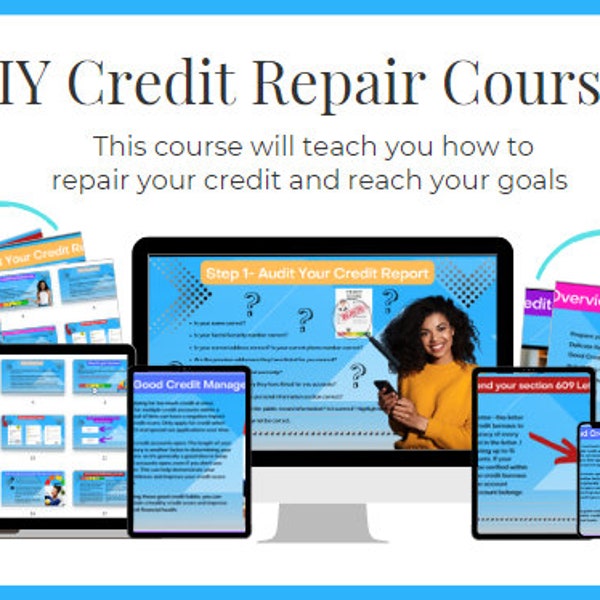PLR Course Resale- Done for You- White Label Course- Ebook PLR| IY Credit Repair Course - Ready for Reselling - Done-for-You -Canva Editable
