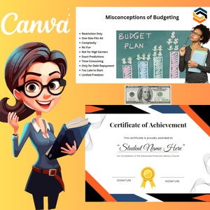Curso de educación financiera PLR: listo para usted, marca blanca para reventa, 100 % editable en Canva, derechos de reventa incluidos, plantilla de Canva, reventa.