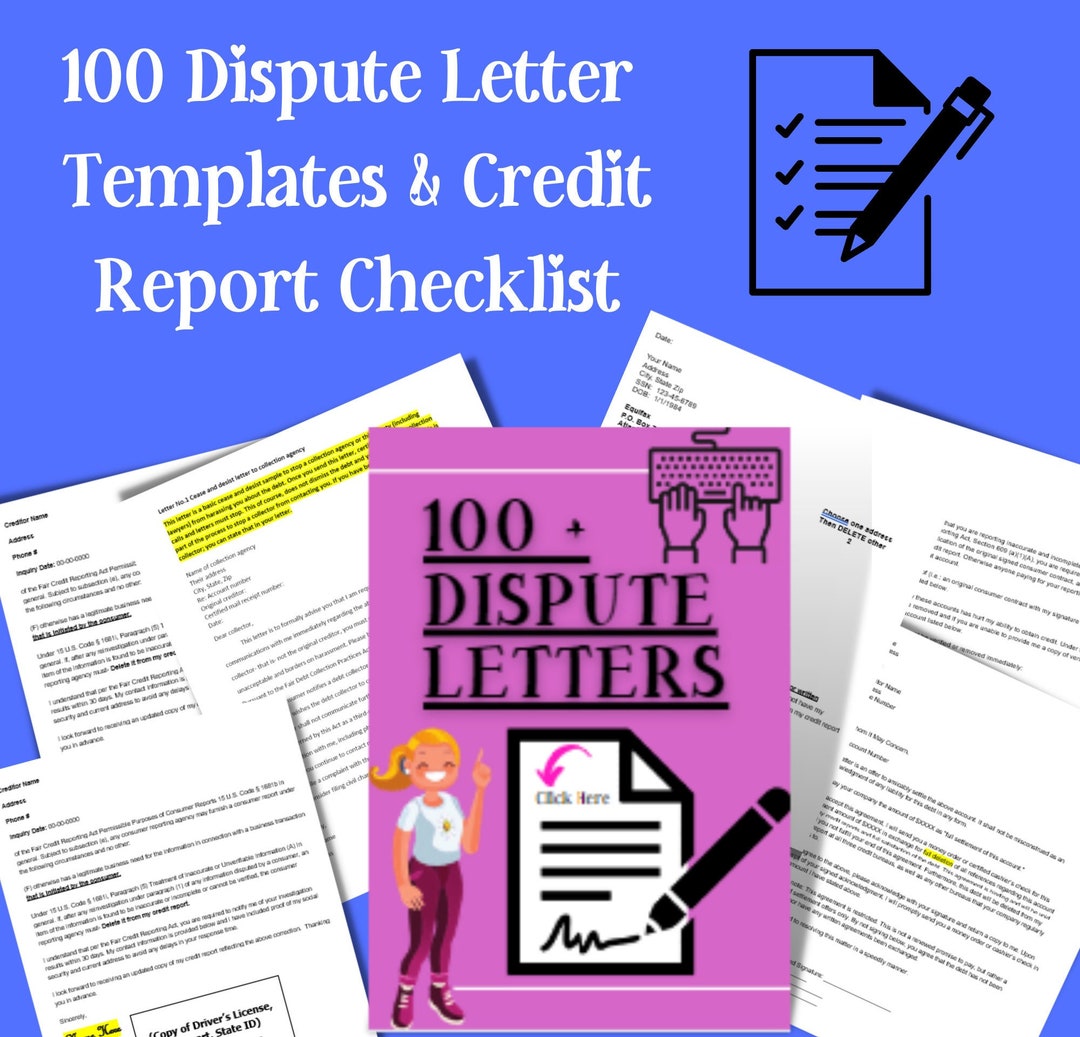 100 Dispute Letter Template Library Credit Repair Kit Etsy