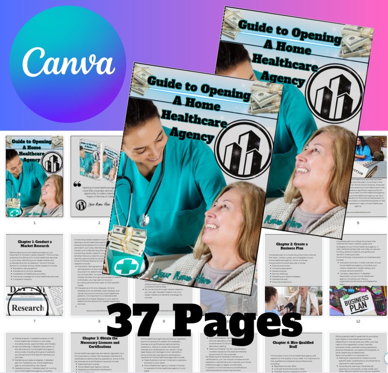 Home Healthcare Agency Guide: 37-Page Canva Pro Editable eBook (Resale Rights) image 4