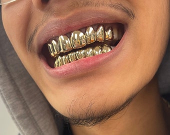 Solid Dental Yellow Gold Perm Cut Custom Fit Real Grill Grillz