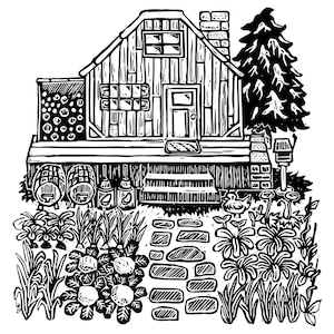 Stardew Valley farm linocut print. Printable at any size!
