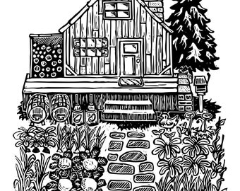 Stardew Valley farm linocut print. Printable at any size!