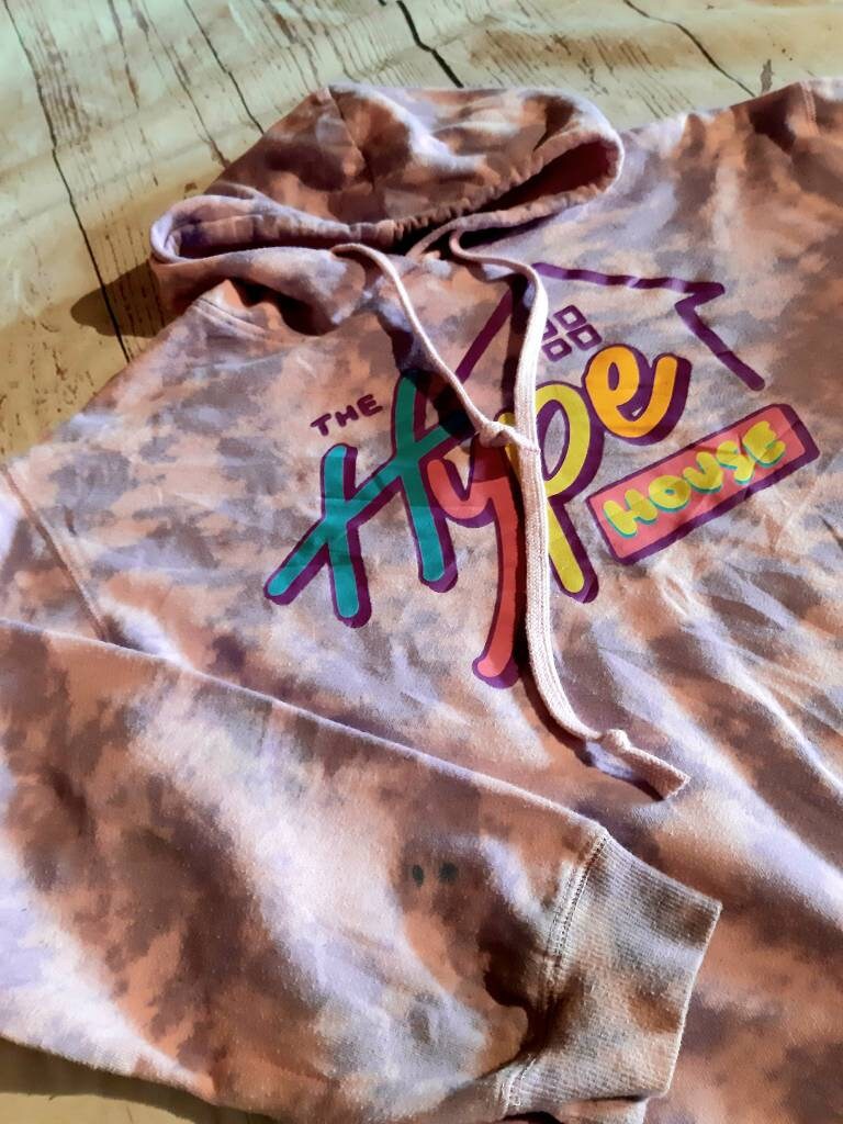 Vintage Tie Dye Festival Wear Hoodie Pink Purple With the Hype House on Front Size Small Code 22312 Etsy