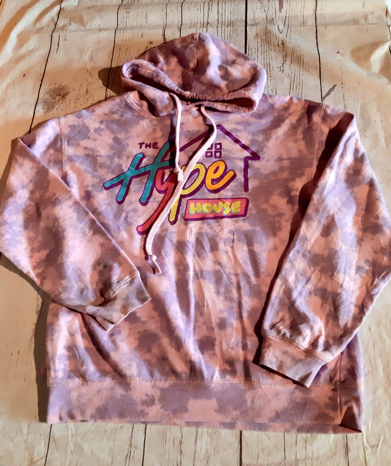 Vintage Tie Dye Festival Wear Hoodie Pink Purple With the Hype House on Front Size Small Code 22312 Etsy
