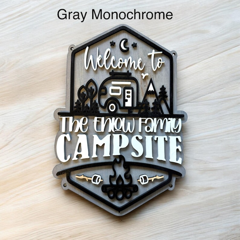 Welcome to our Mountain Campsite Personalized Sign Standard Size Only includes Yard Stake image 7